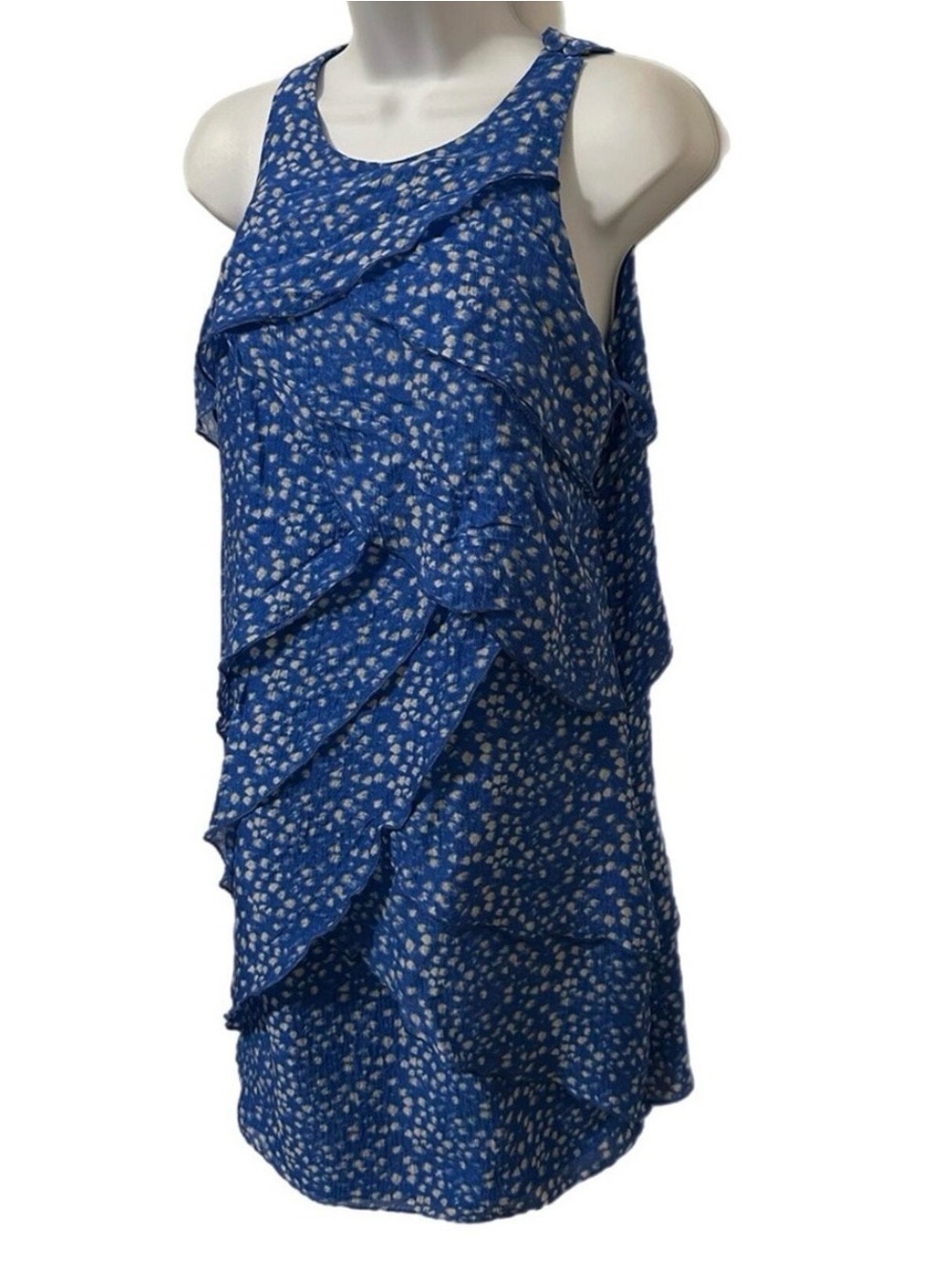 Ann Taylor Blue Floral Ruffle Dress